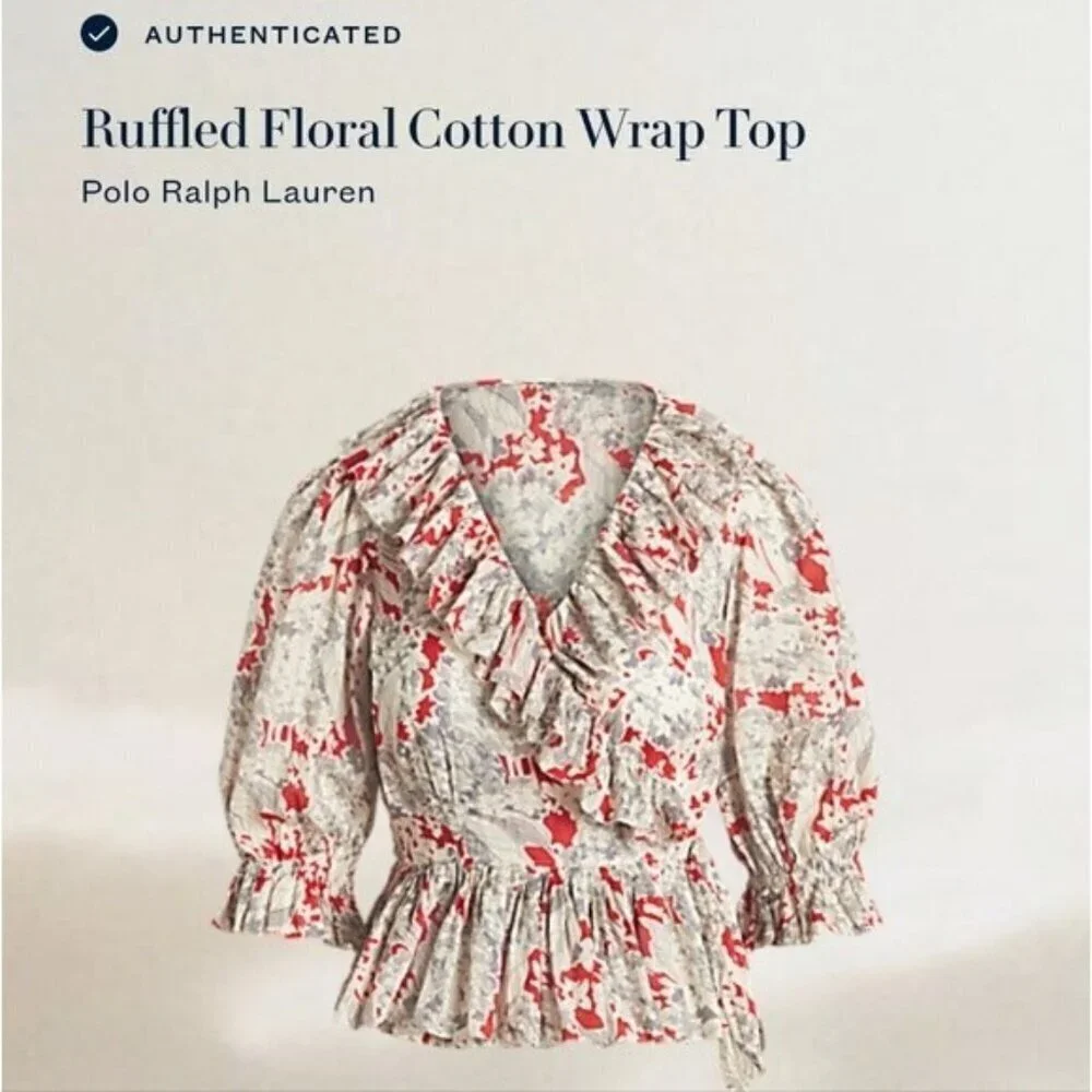 Polo Ralph Lauren Ruffled Floral Cotton Wrap Top Size XS NWT